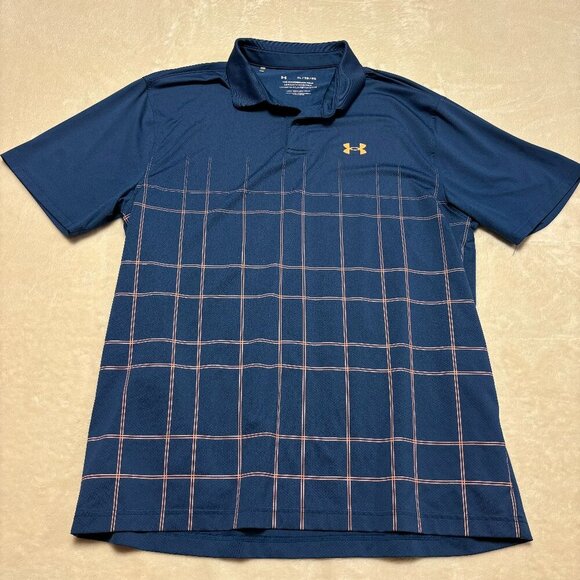 Under Armour Mens The Performance Polo XL Golf Short Sleeve Shirt Blue Orange - Picture 1 of 12